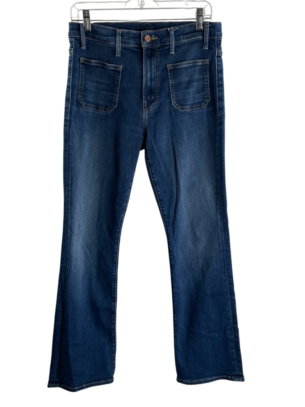 MOTHER The Patch Pocket Insider Flood Dark Blue Flare Wide-Leg Jeans